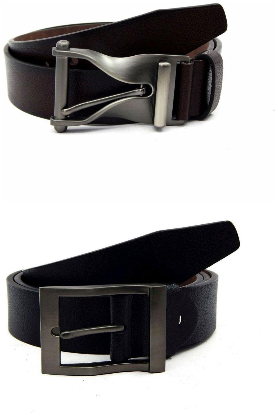 

Els Brown Black Synthetic Leather Belts For Men