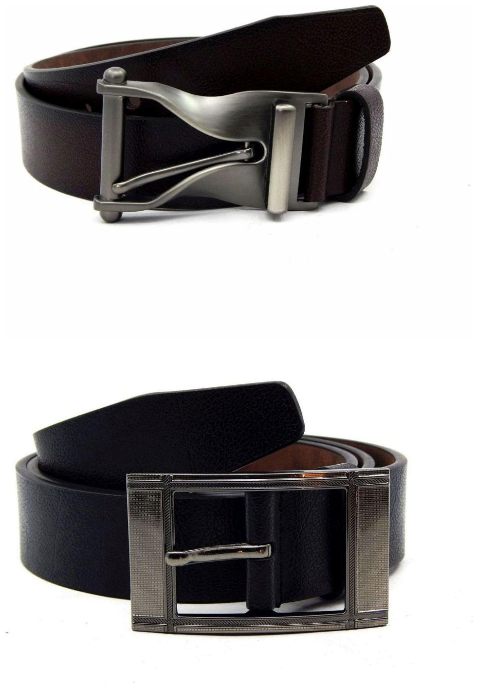 

Els Brown Black Synthetic Leather Belts For Men