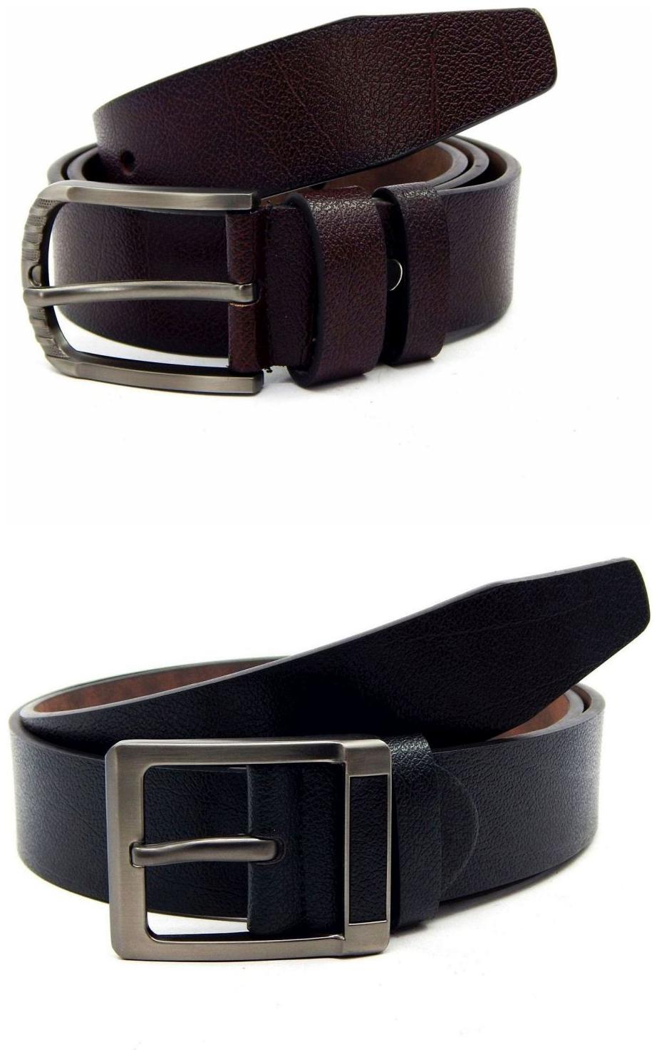 

Els Brown Black Synthetic Leather Belts For Men