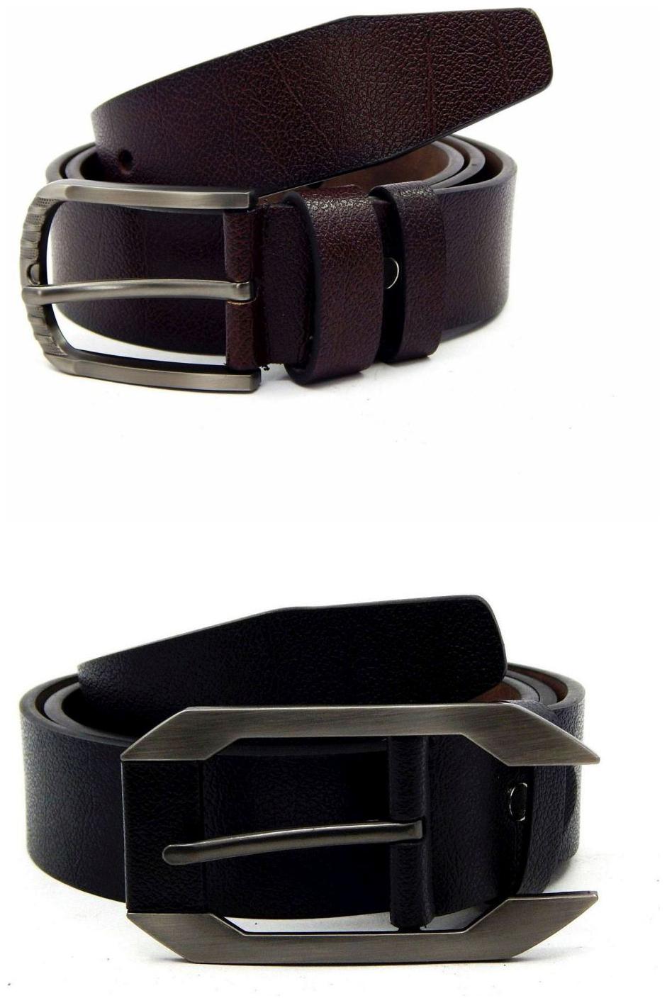 

Els Brown Black Synthetic Leather Belts For Men