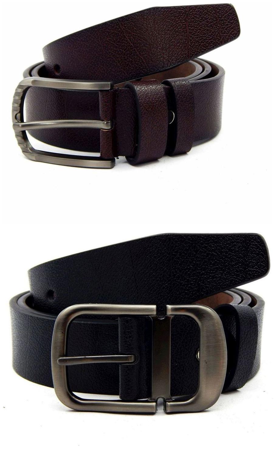

Els Brown Black Synthetic Leather Belts For Men