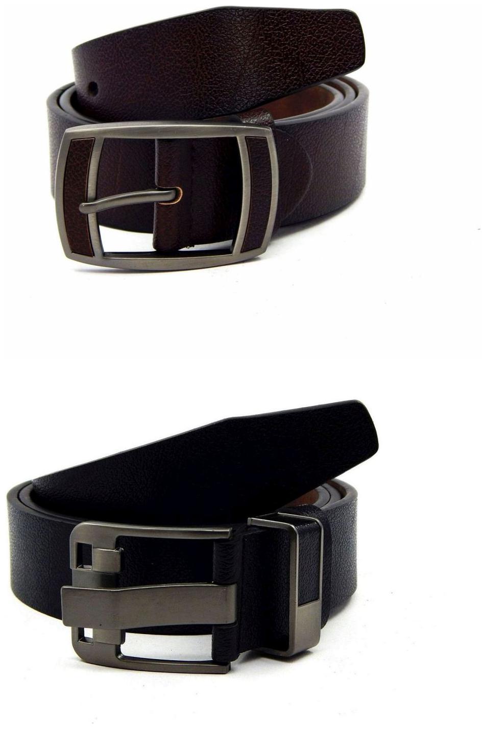 

Els Brown Black Synthetic Leather Belts For Men