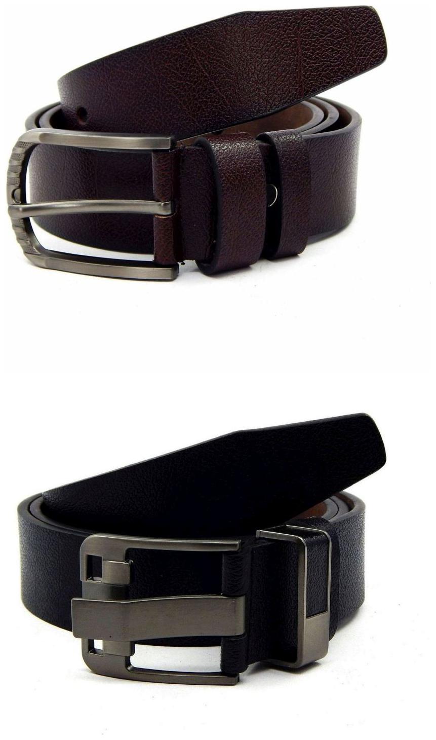 

Els Brown Black Synthetic Leather Belts For Men