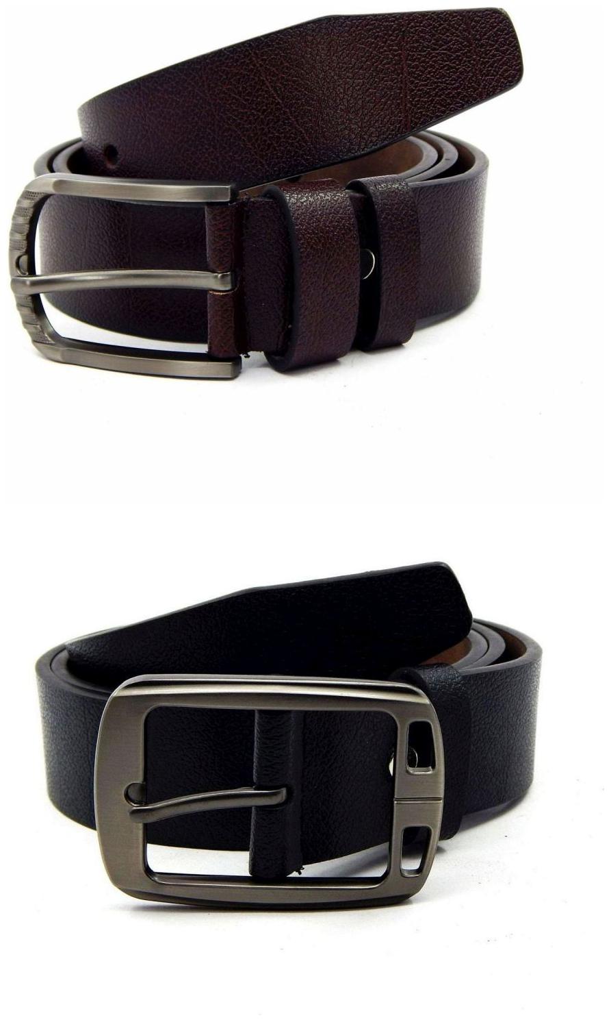 

Els Brown Black Synthetic Leather Belts For Men