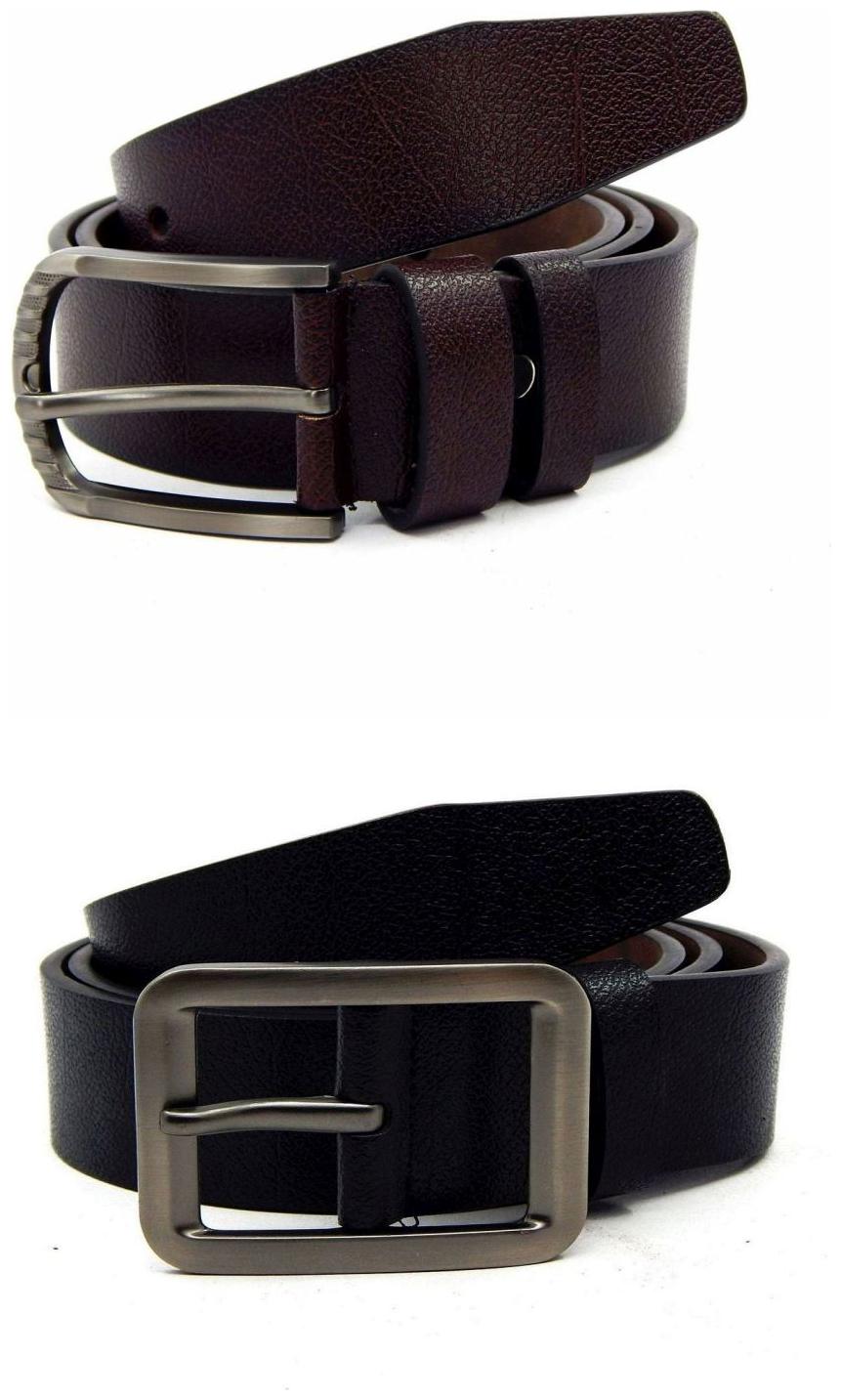 

Els Brown Black Synthetic Leather Belts For Men