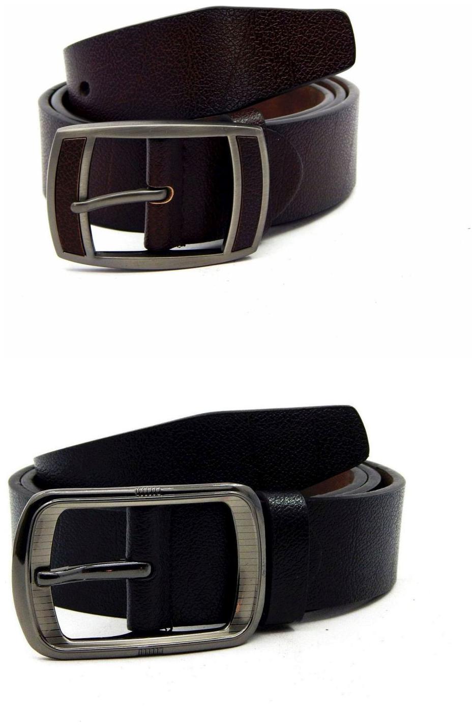

Els Brown Black Synthetic Leather Belts For Men