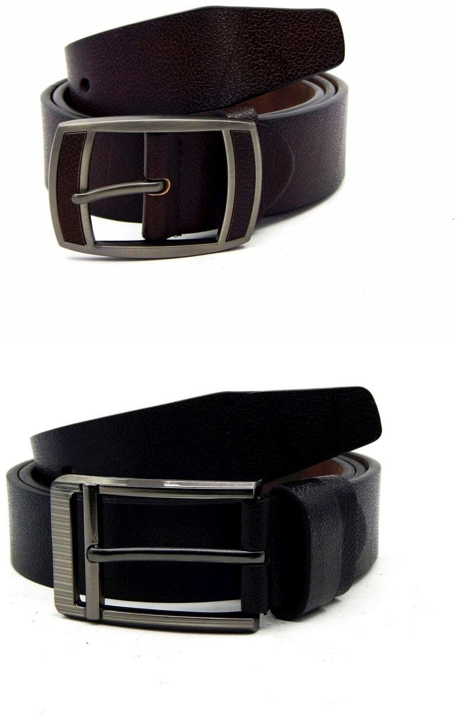 

Els Brown Black Synthetic Leather Belts For Men