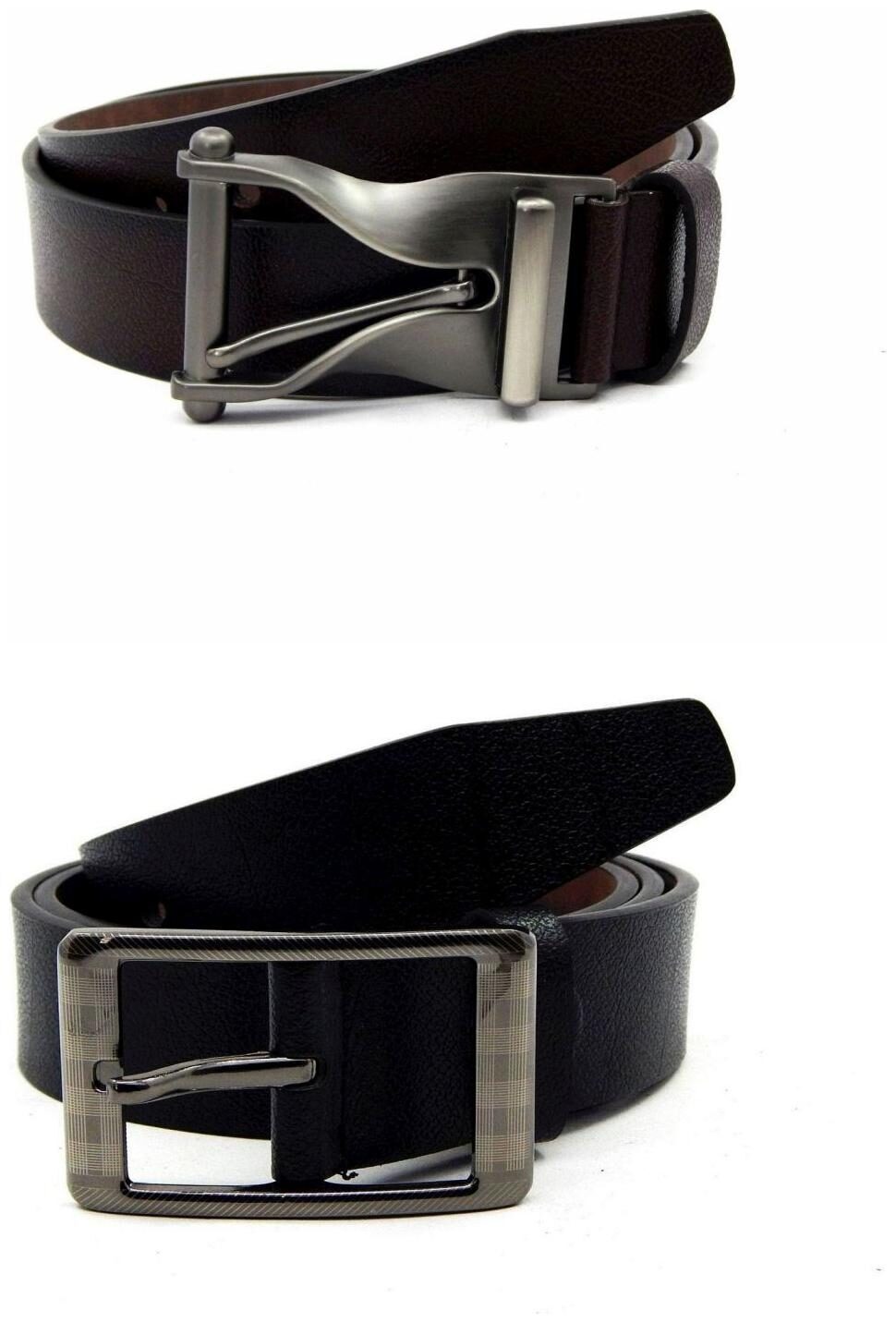 

Els Brown Black Synthetic Leather Belts For Men