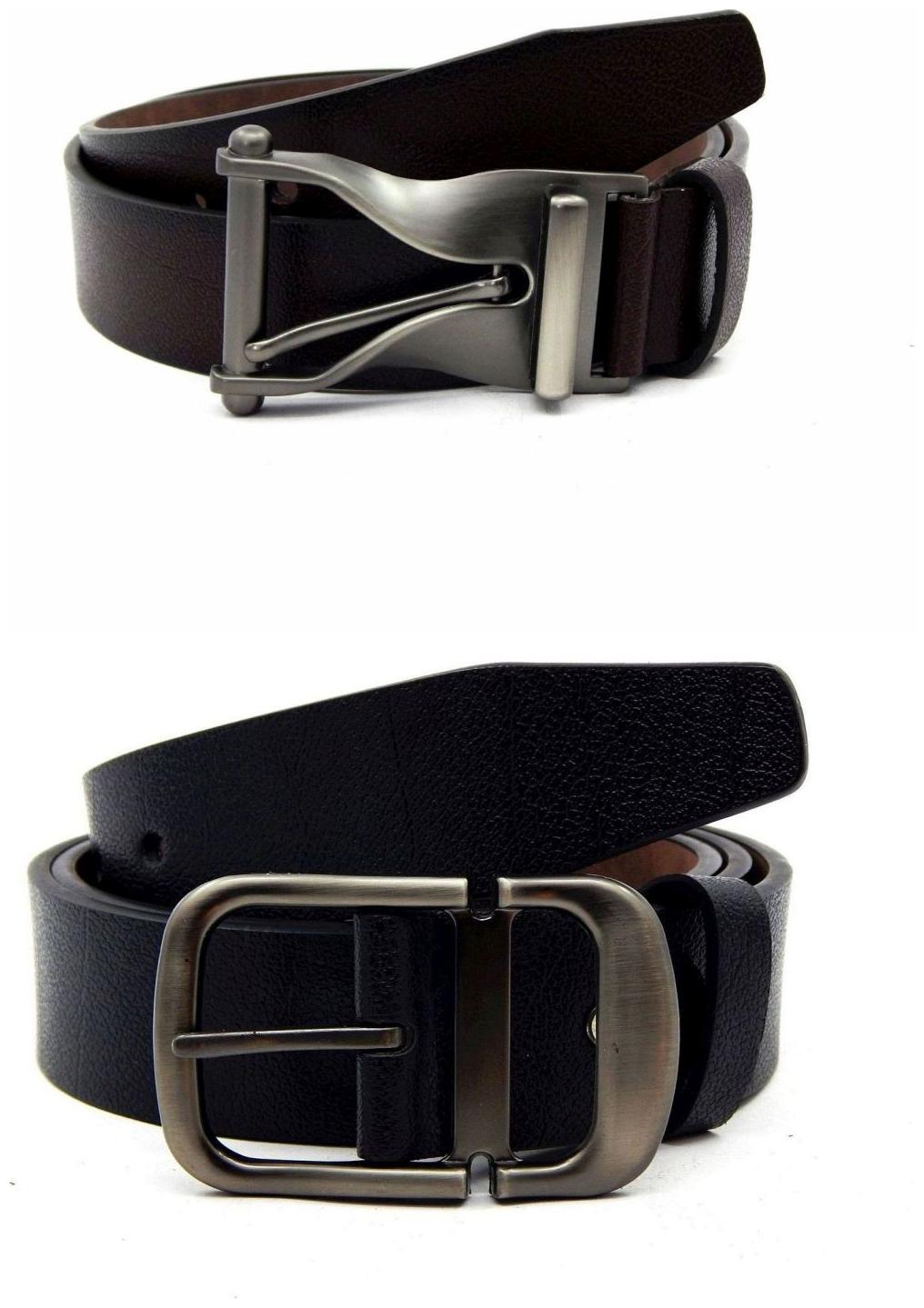 

Els Brown Black Synthetic Leather Belts For Men
