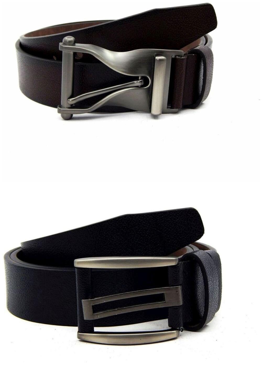 

Els Brown Black Synthetic Leather Belts For Men