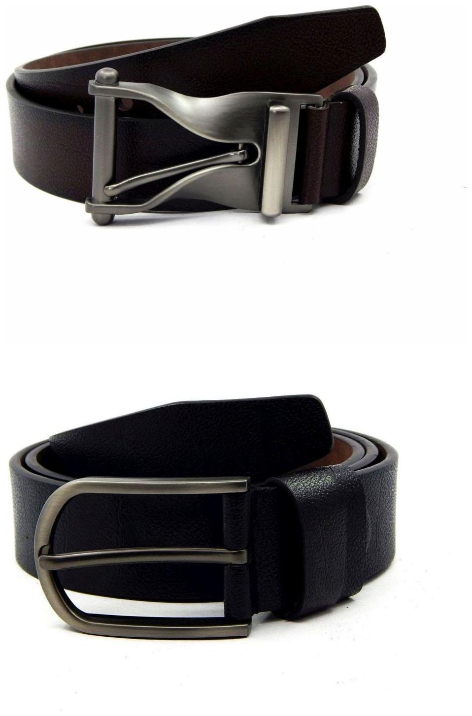 

Els Brown Black Synthetic Leather Belts For Men