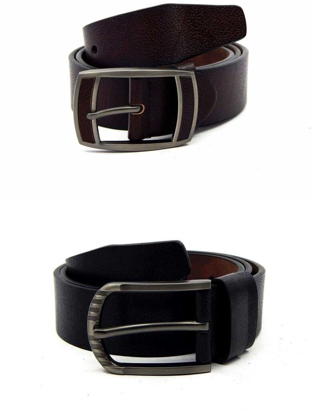 

Els Brown Black Synthetic Leather Belts For Men