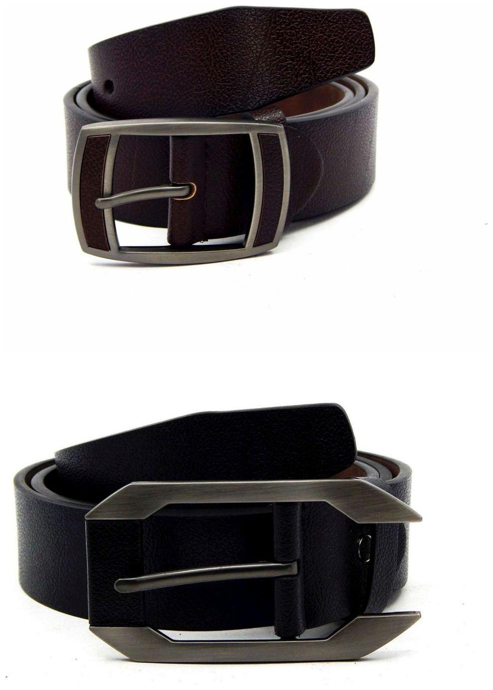 

Els Brown Black Synthetic Leather Belts For Men
