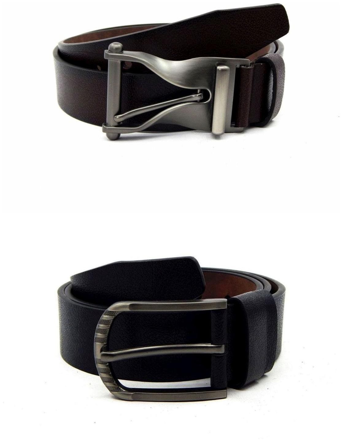 

Els Brown Black Synthetic Leather Belts For Men