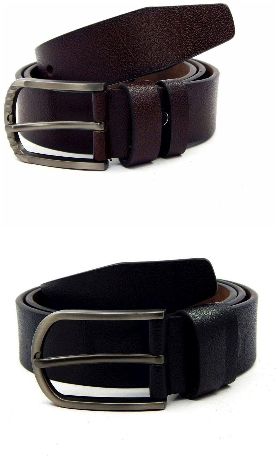 

Els Brown Black Synthetic Leather Belts For Men
