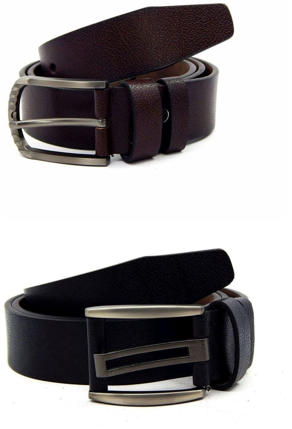 

Els Brown Black Synthetic Leather Belts For Men