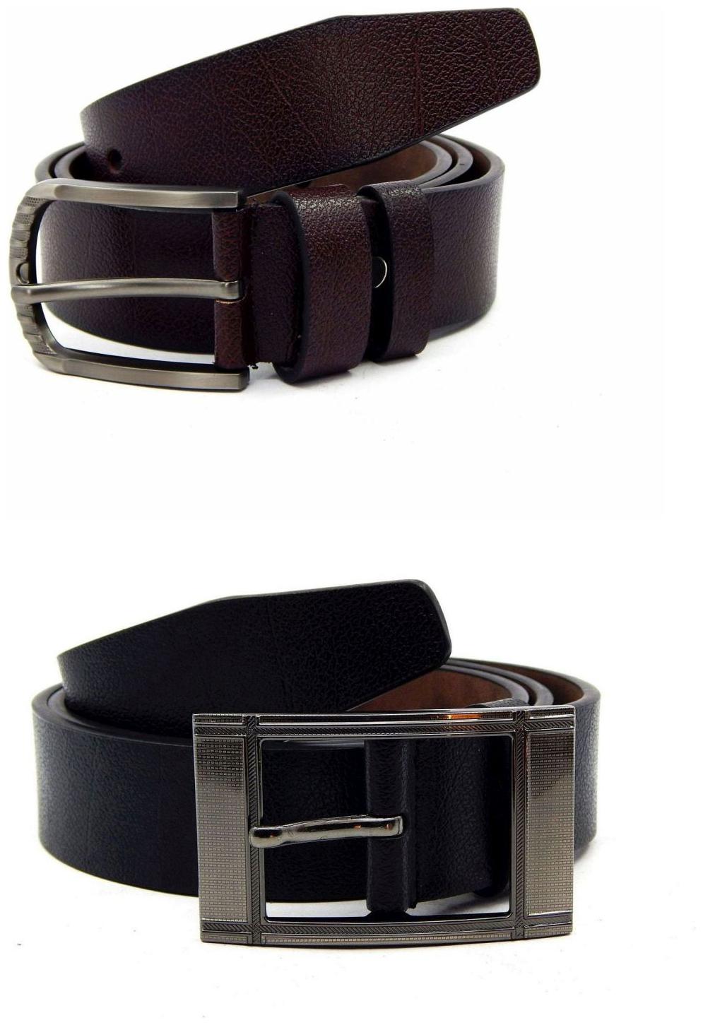 

Els Brown Black Synthetic Leather Belts For Men