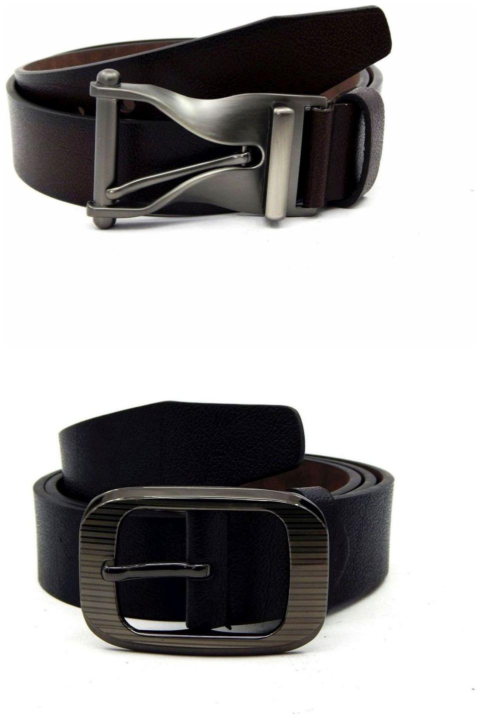 

Els Brown Black Synthetic Leather Belts For Men