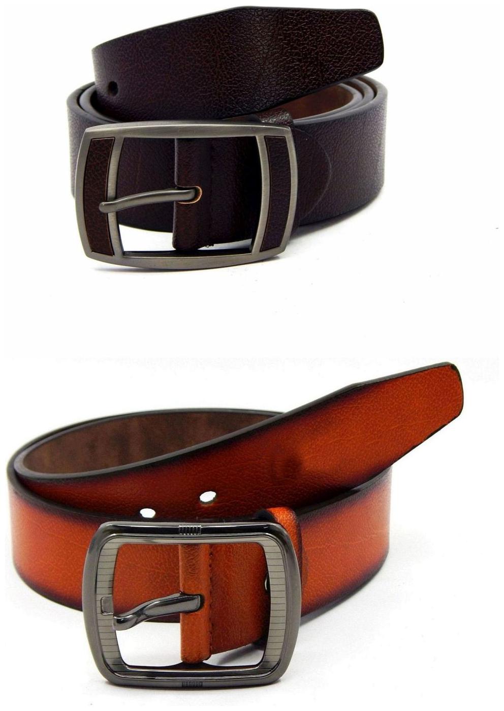 

Els Brown Tan Synthetic Leather Belts For Men