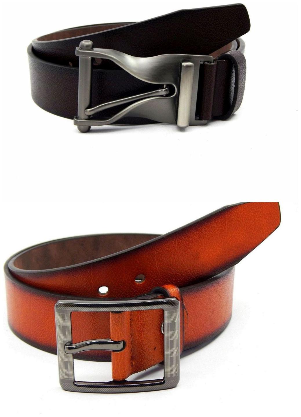 

Els Brown Tan Synthetic Leather Belts For Men