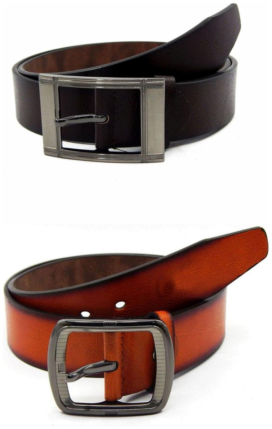 

Els Brown Tan Synthetic Leather Belts For Men