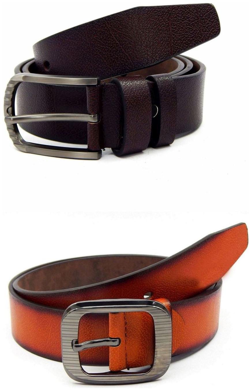 

Els Brown Tan Synthetic Leather Belts For Men