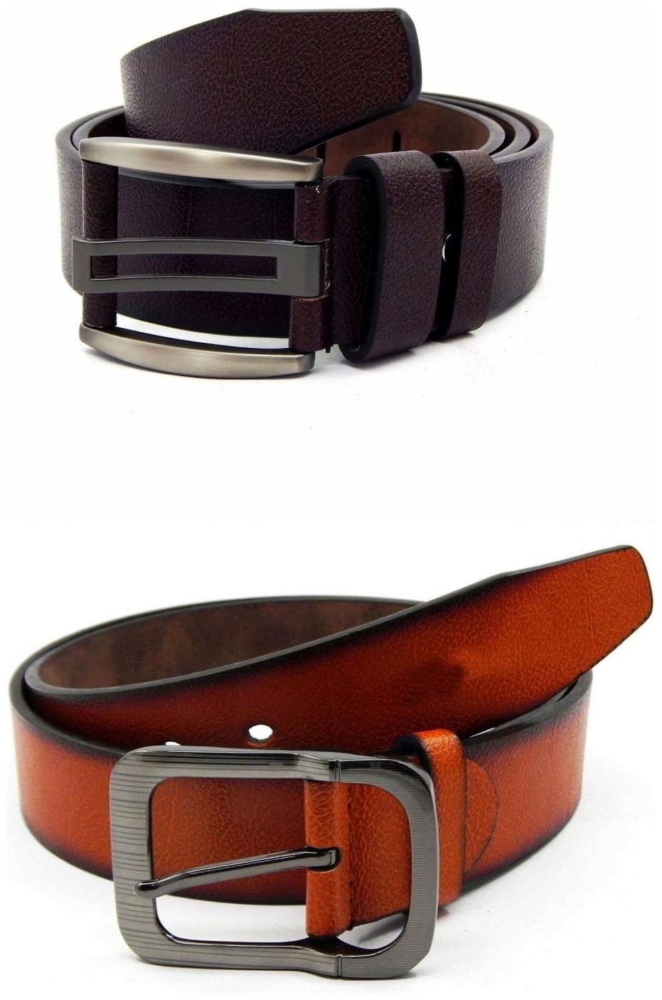 

Els Brown Tan Synthetic Leather Belt For Men