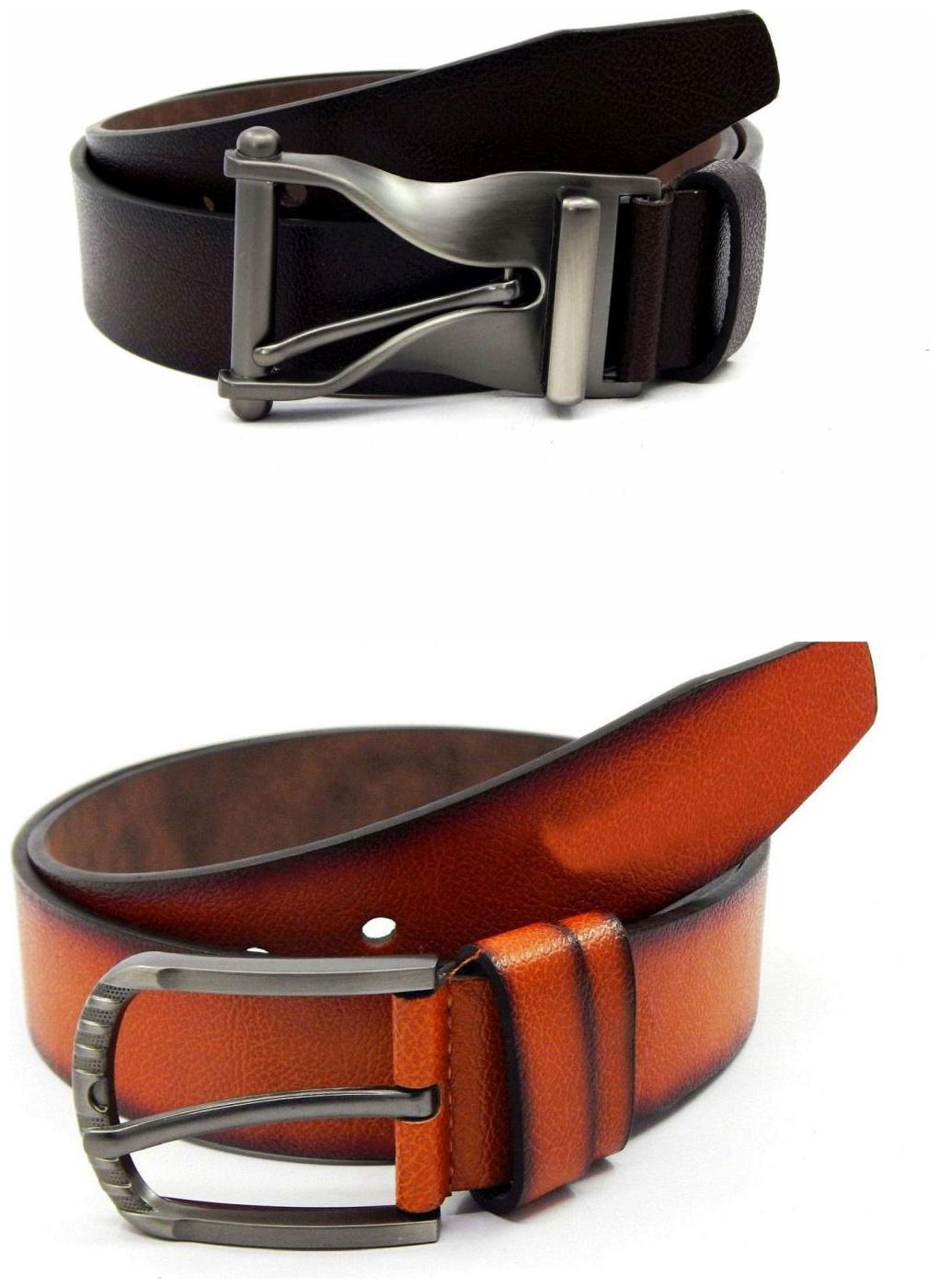 

Els Brown Tan Synthetic Leather Belts For Men
