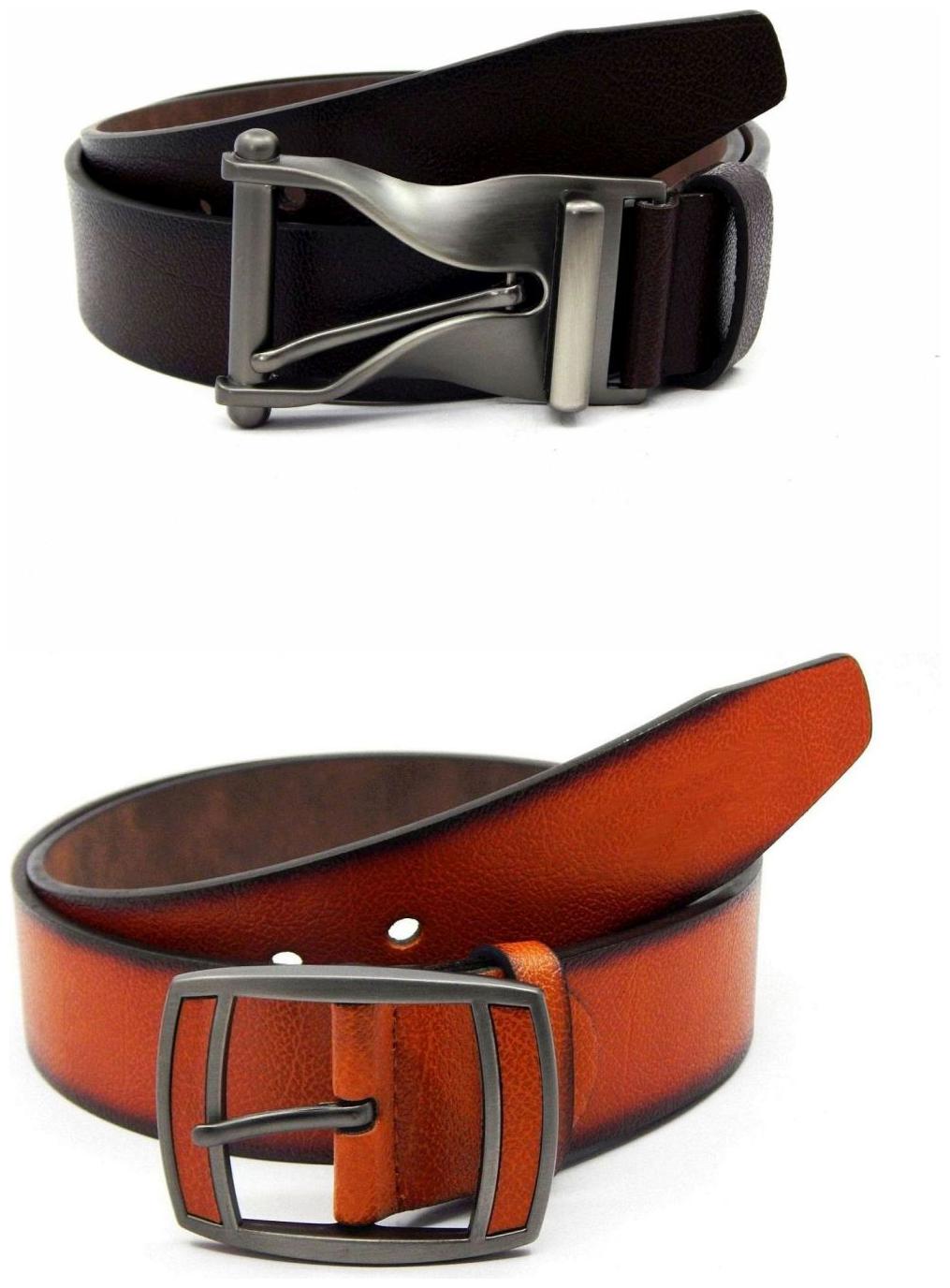 

Els Brown Tan Synthetic Leather Belts For Men
