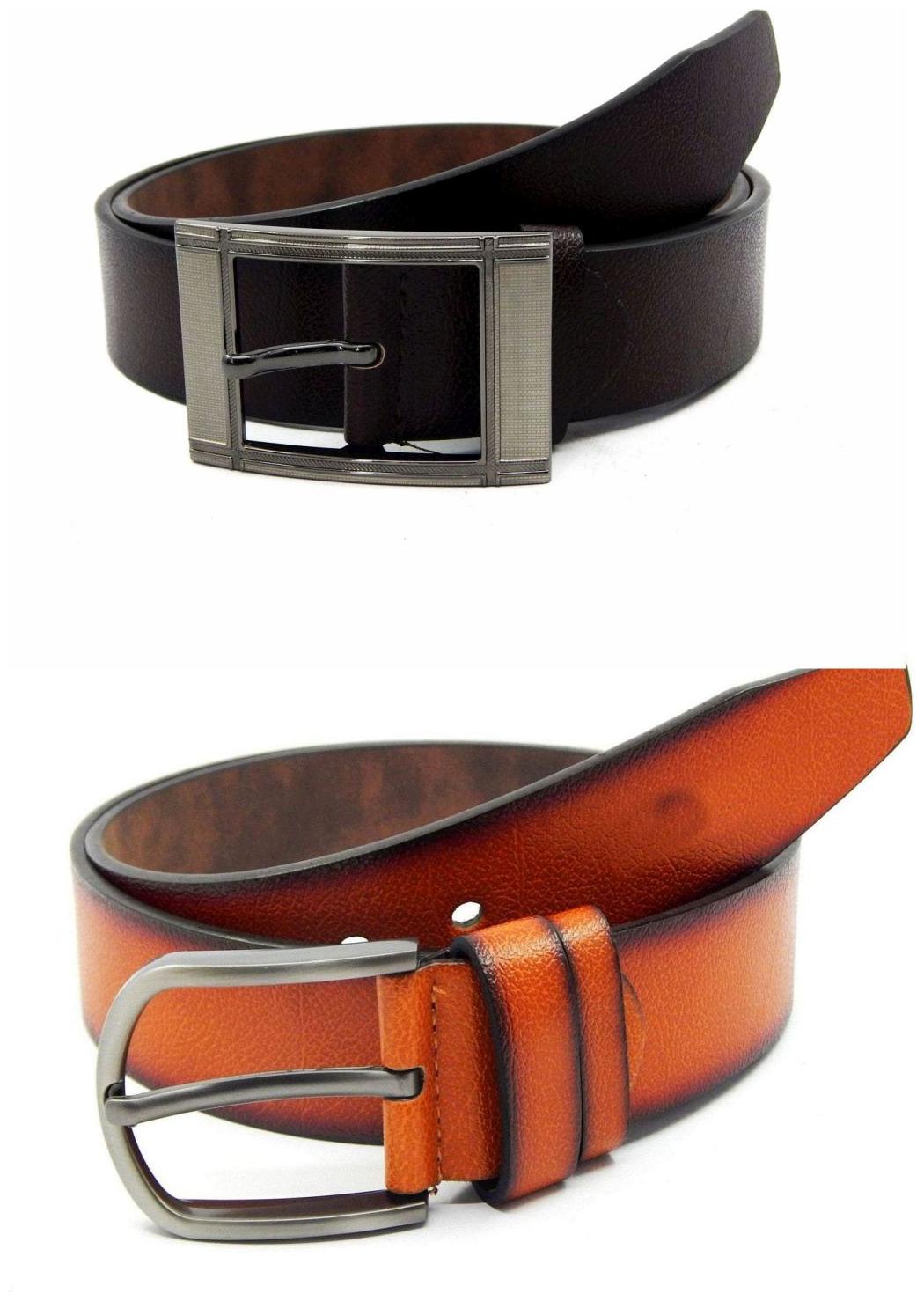 

Els Brown Tan Synthetic Leather Belts For Men