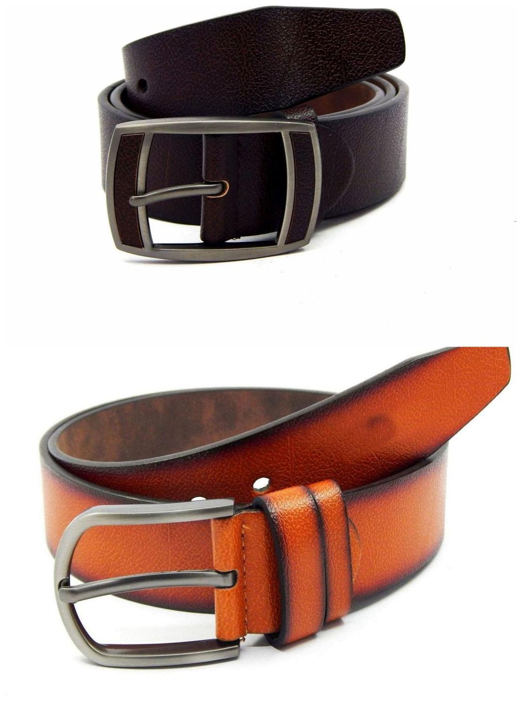 

Els Brown Tan Synthetic Leather Belts For Men
