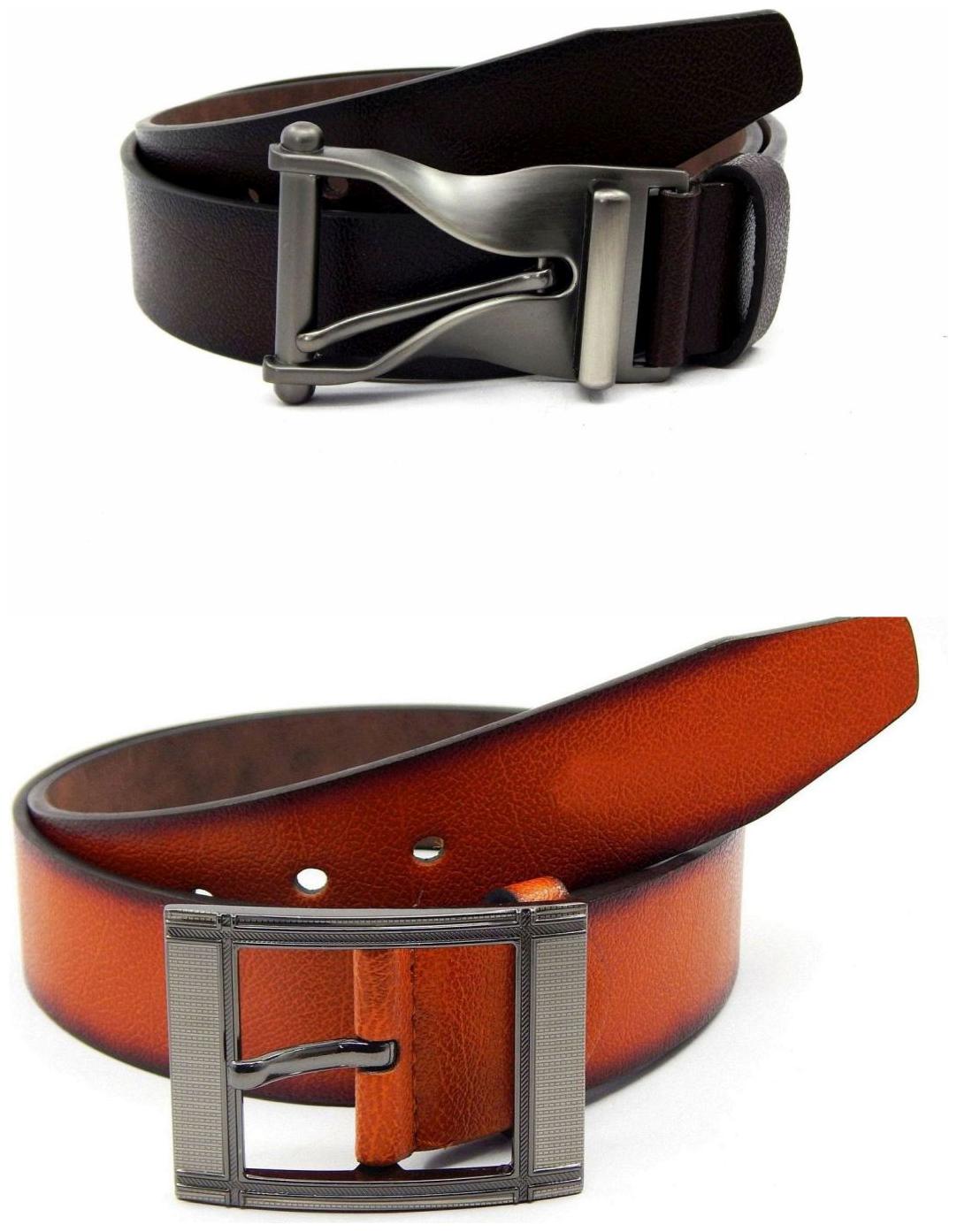 

Els Brown Tan Synthetic Leather Belts For Men