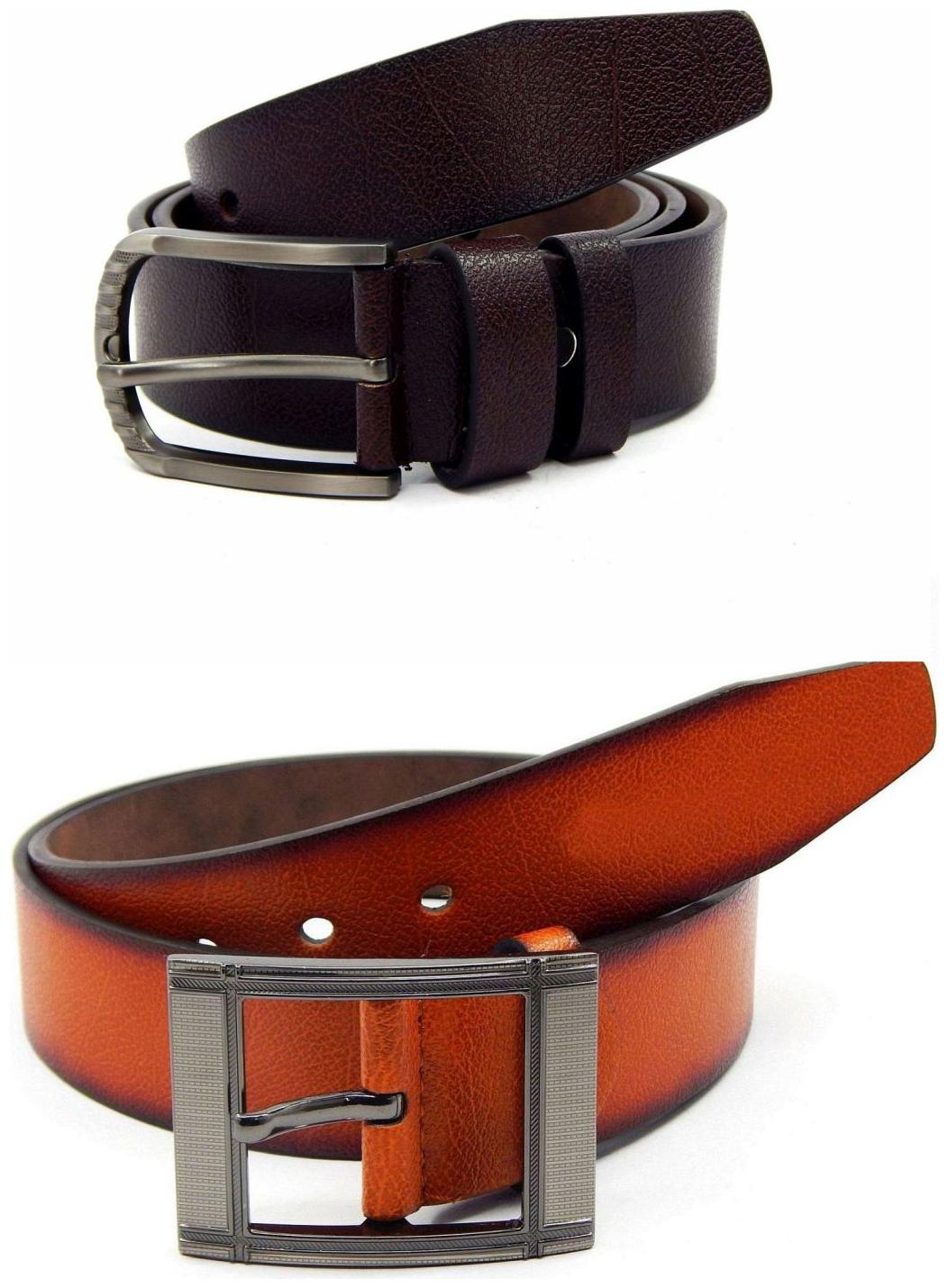 

Els Brown Tan Synthetic Leather Belts For Men