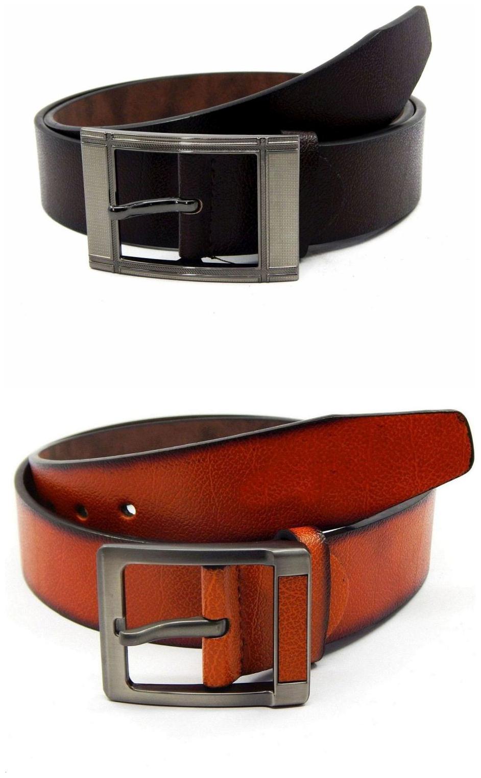 

Els Brown Tan Synthetic Leather Belts For Men
