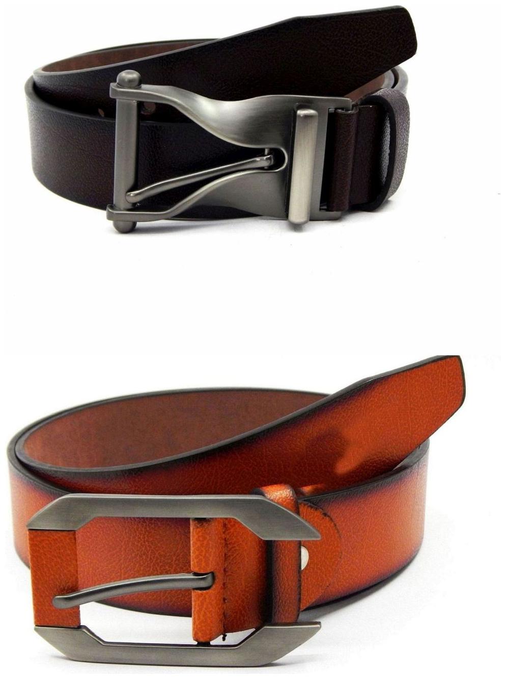 

Els Brown Tan Synthetic Leather Belts For Men