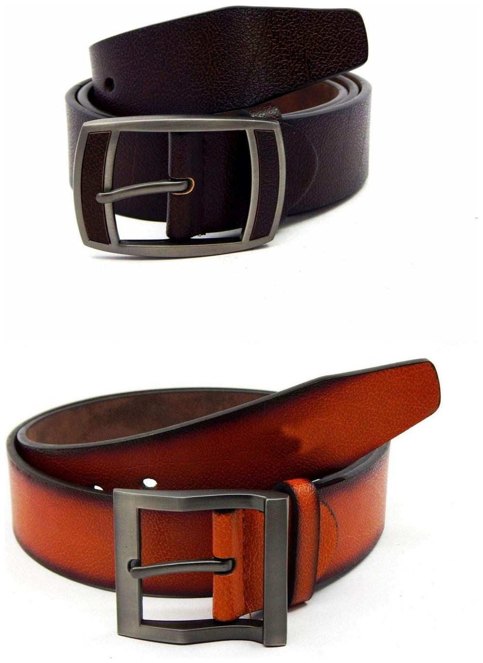 

Els Brown Tan Synthetic Leather Belts For Men
