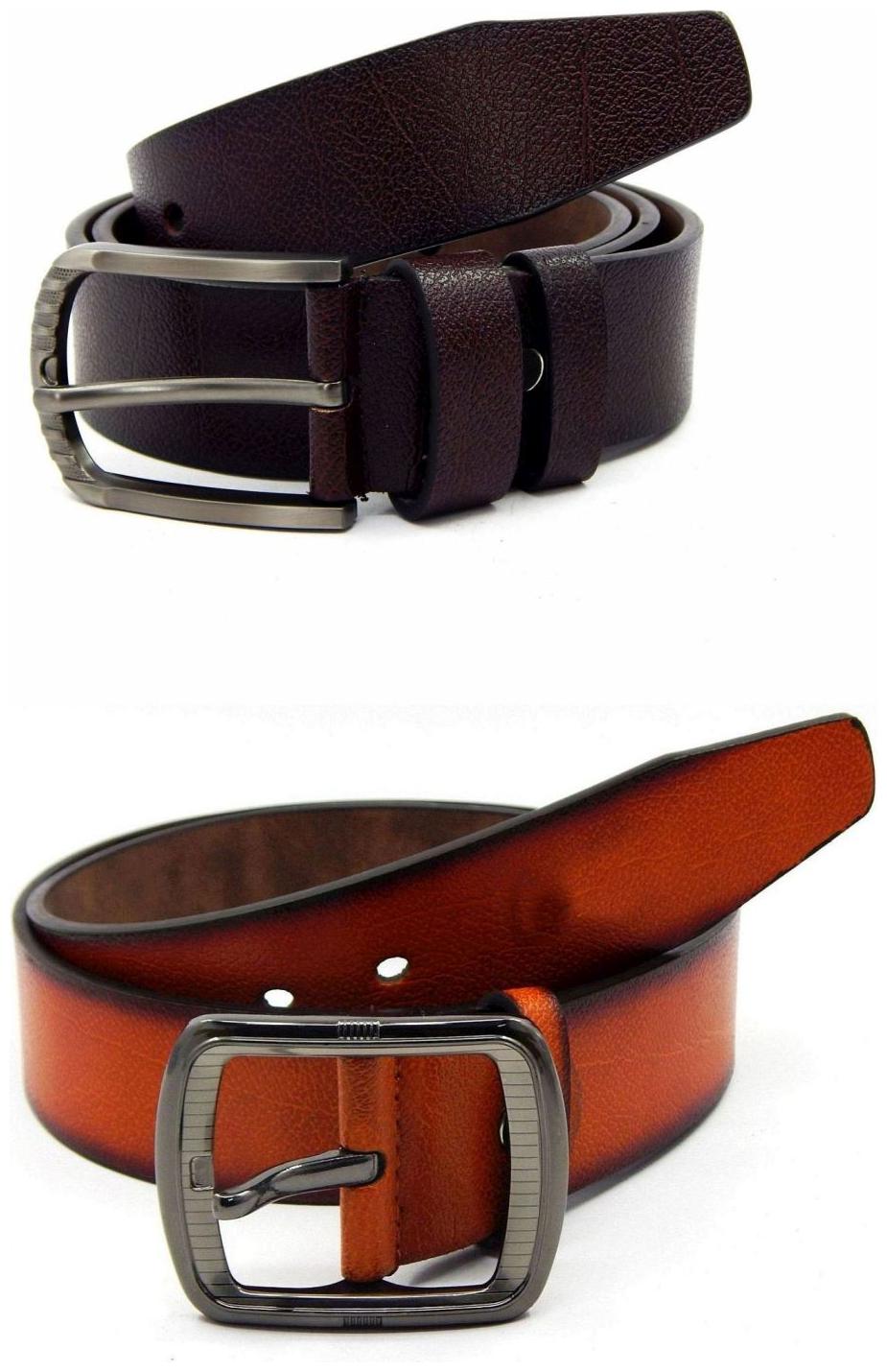 

Els Brown Tan Synthetic Leather Belts For Men