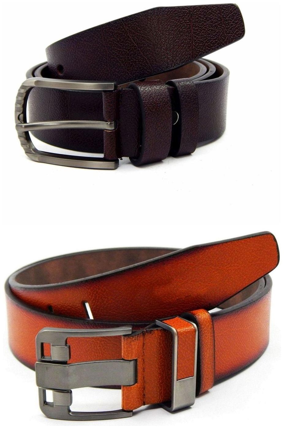 

Els Brown Tan Synthetic Leather Belts For Men