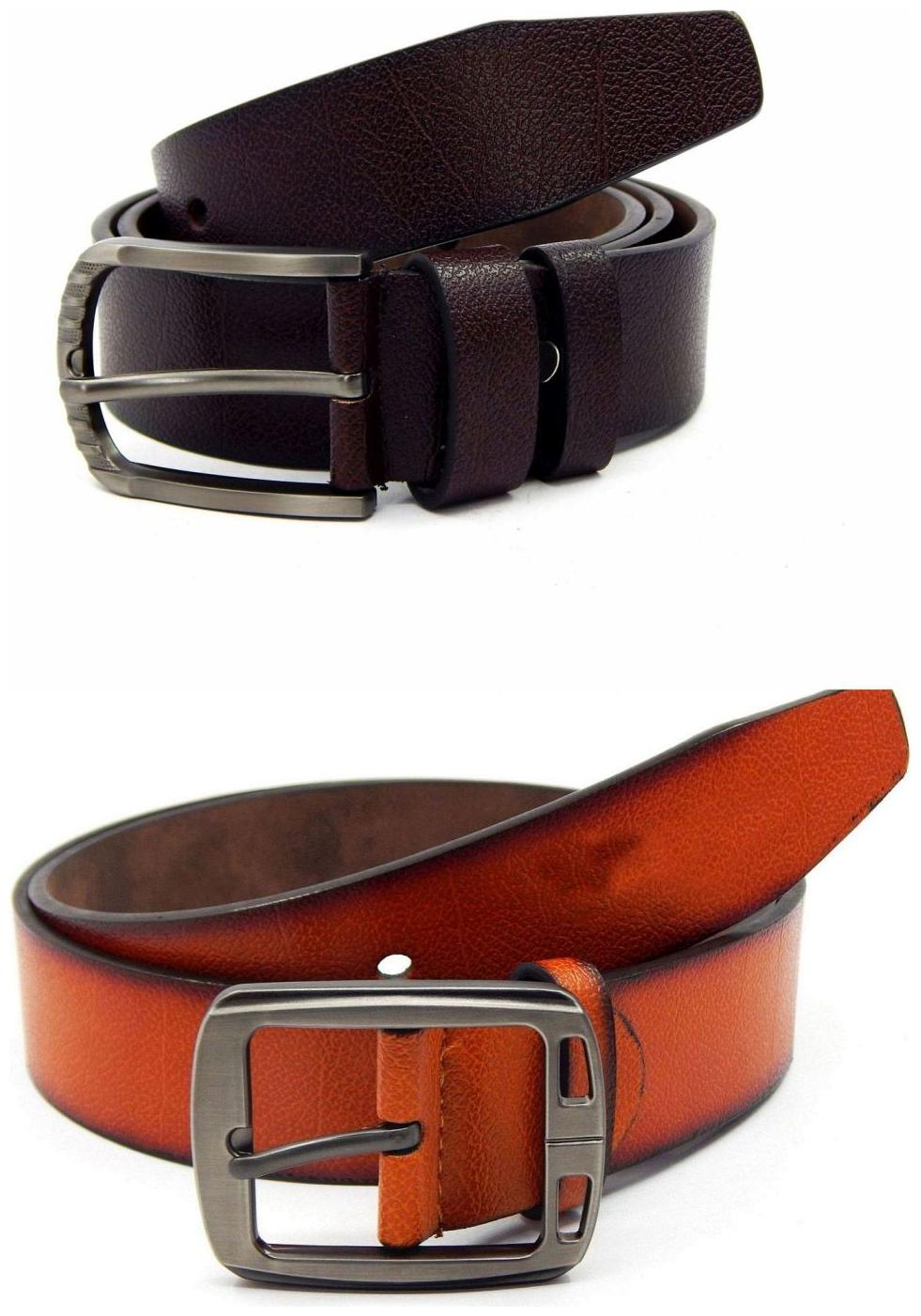 

Els Brown Tan Synthetic Leather Belts For Men