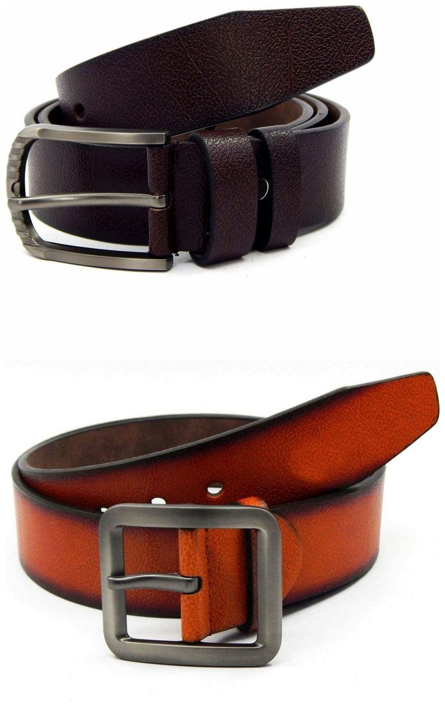 

Els Brown Tan Synthetic Leather Belts For Men