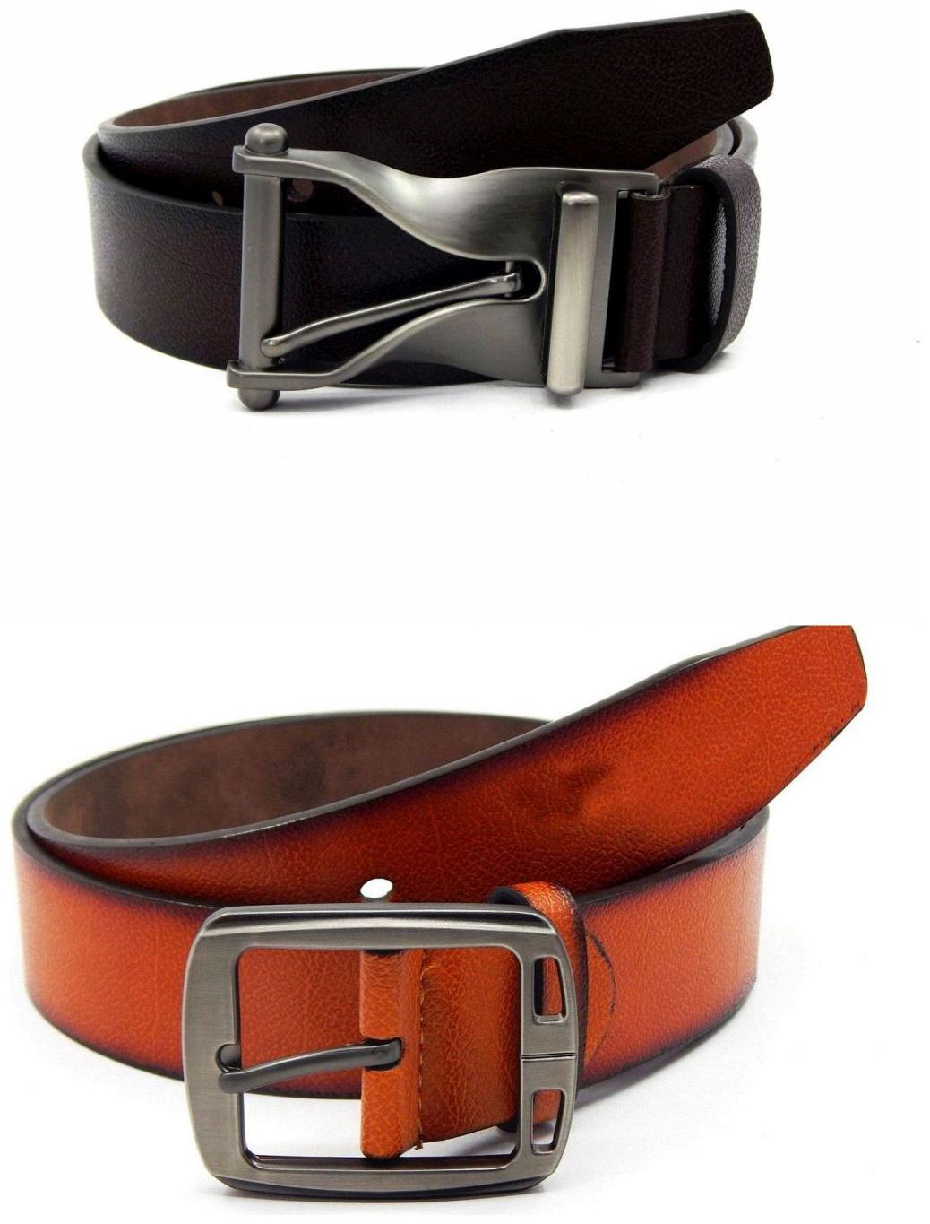 

Els Brown Tan Synthetic Leather Belts For Men
