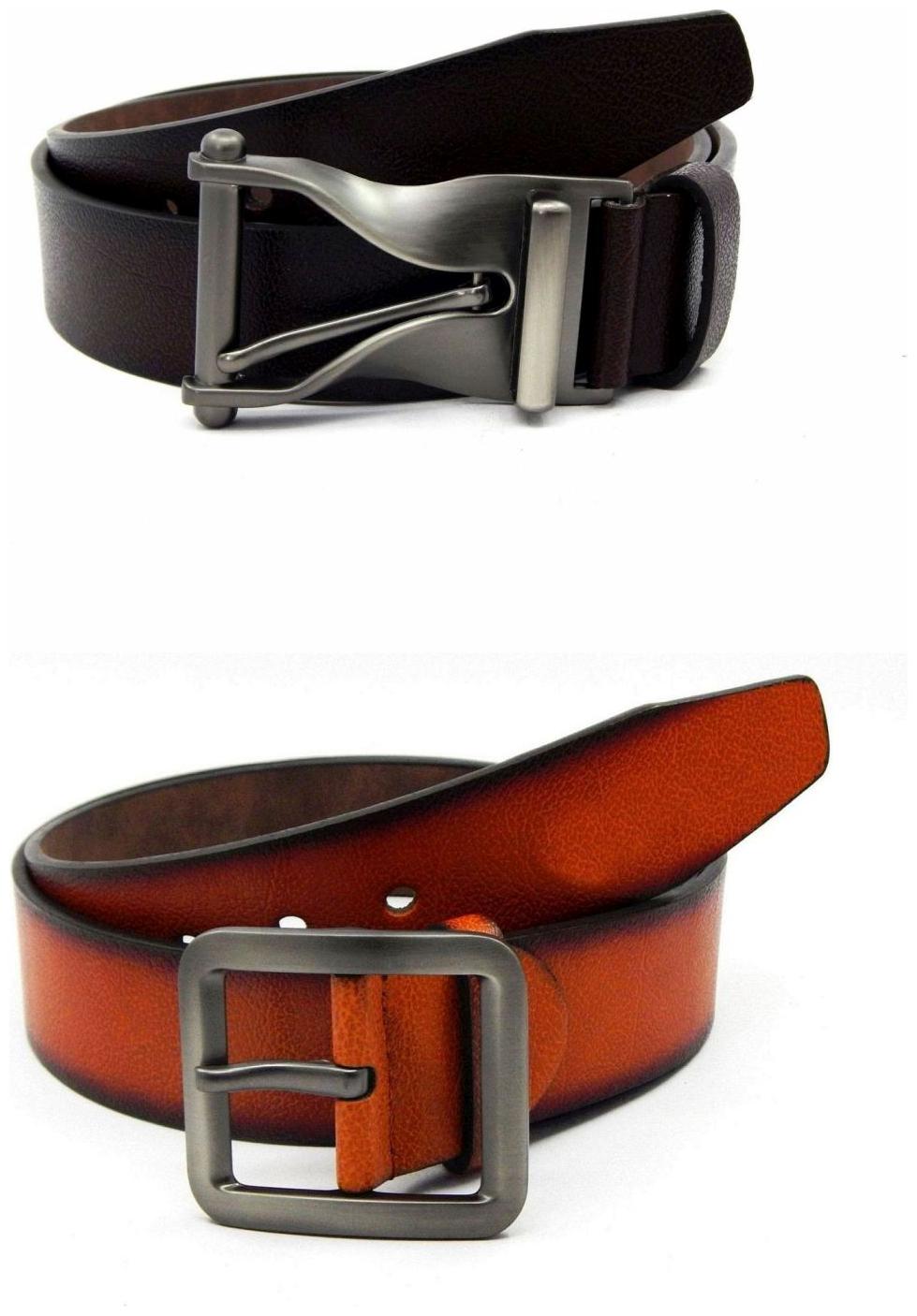 

Els Brown Tan Synthetic Leather Belts For Men