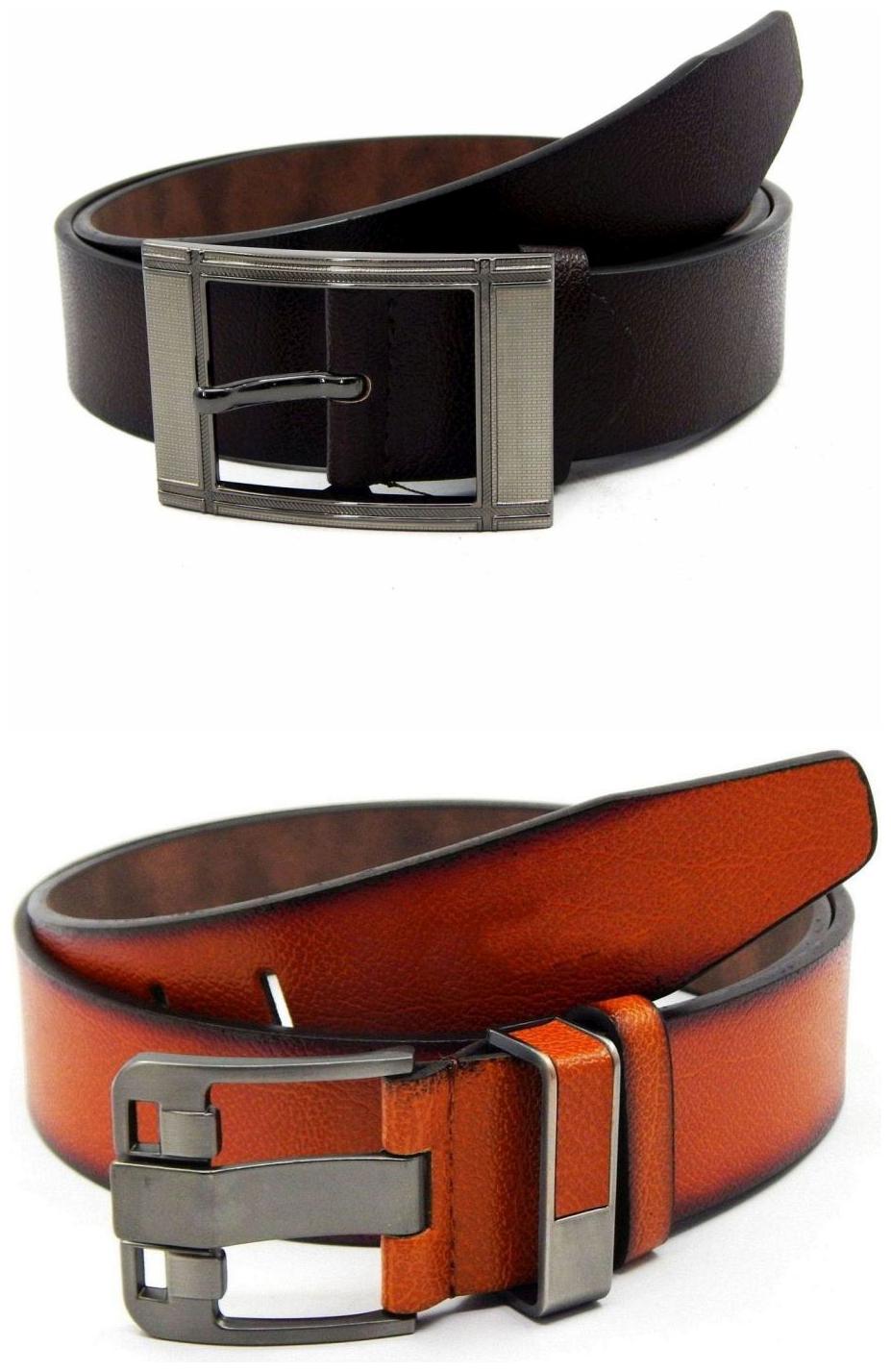 

Els Brown Tan Synthetic Leather Belts For Men