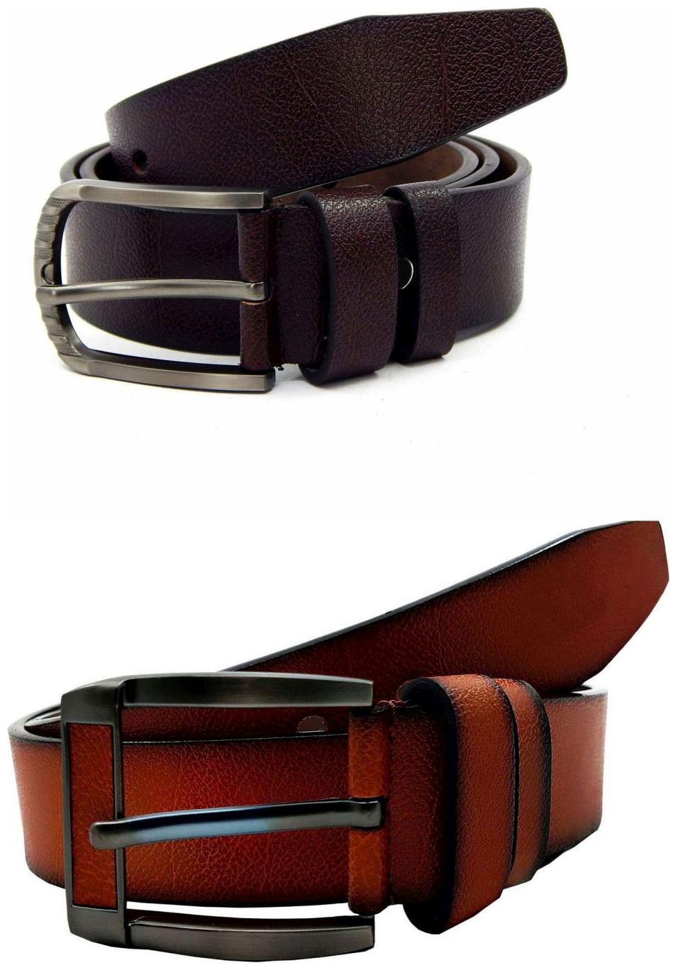 

Els Brown Tan Synthetic Leather Belts For Men