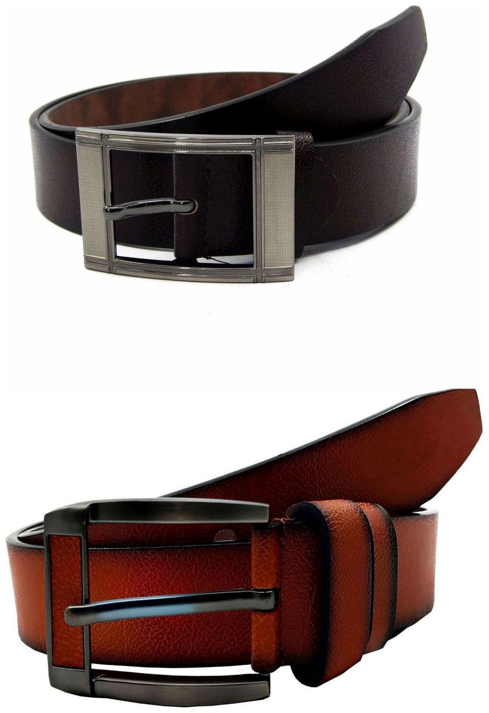 

Els Brown Tan Synthetic Leather Belts For Men