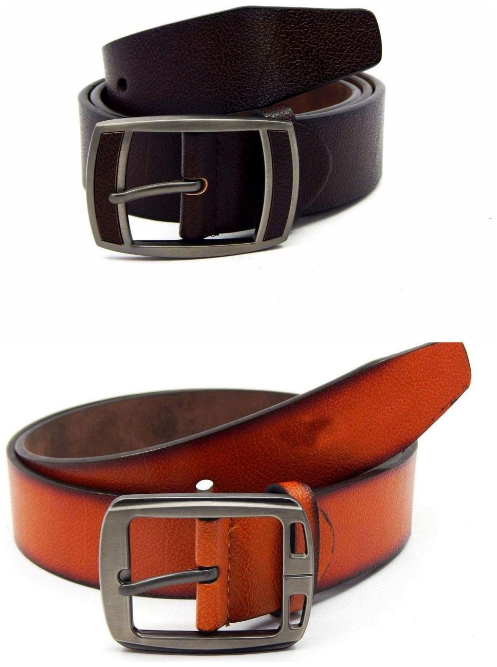 

Els Brown Tan Synthetic Leather Belts For Men