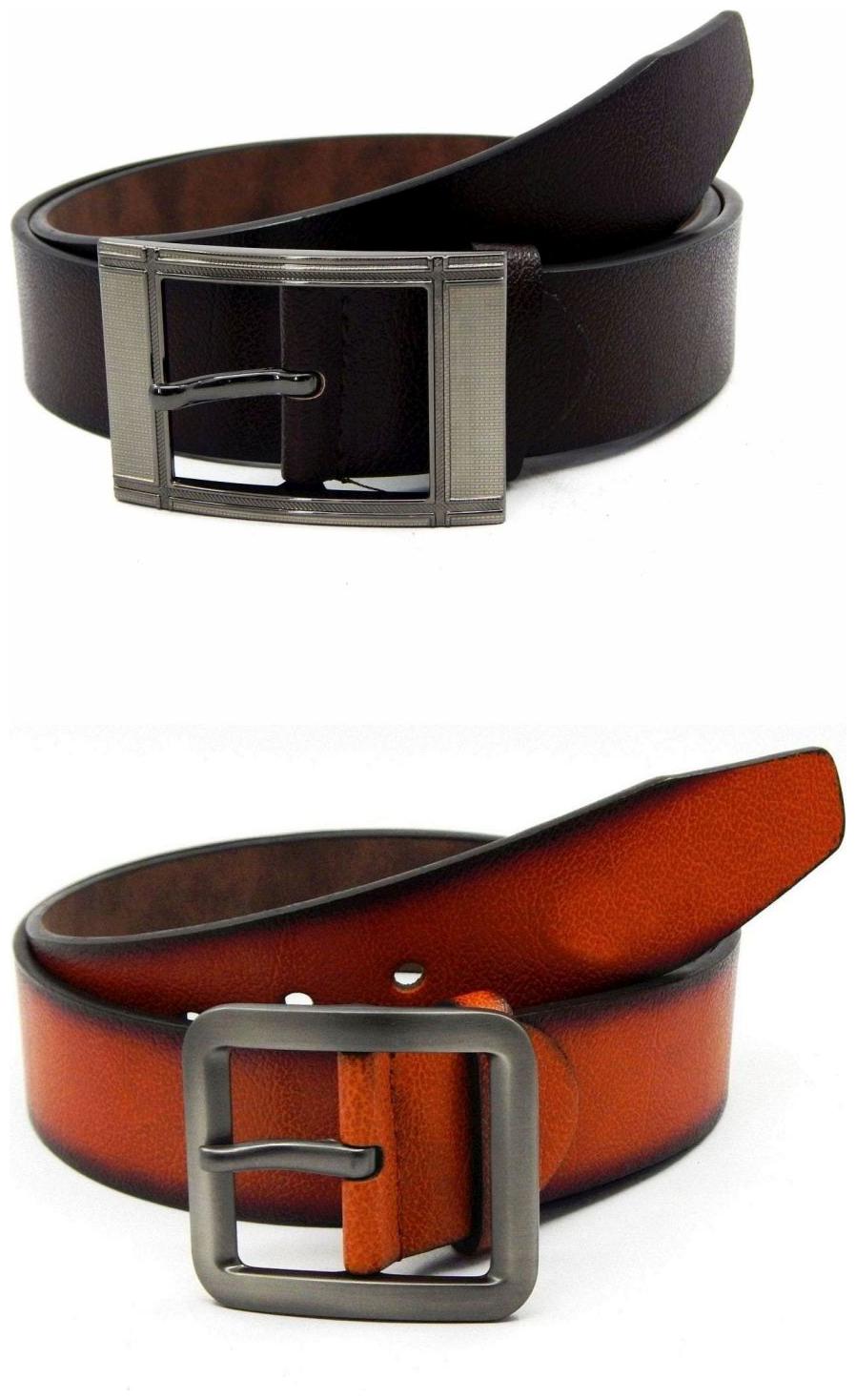 

Els Brown Tan Synthetic Leather Belts For Men