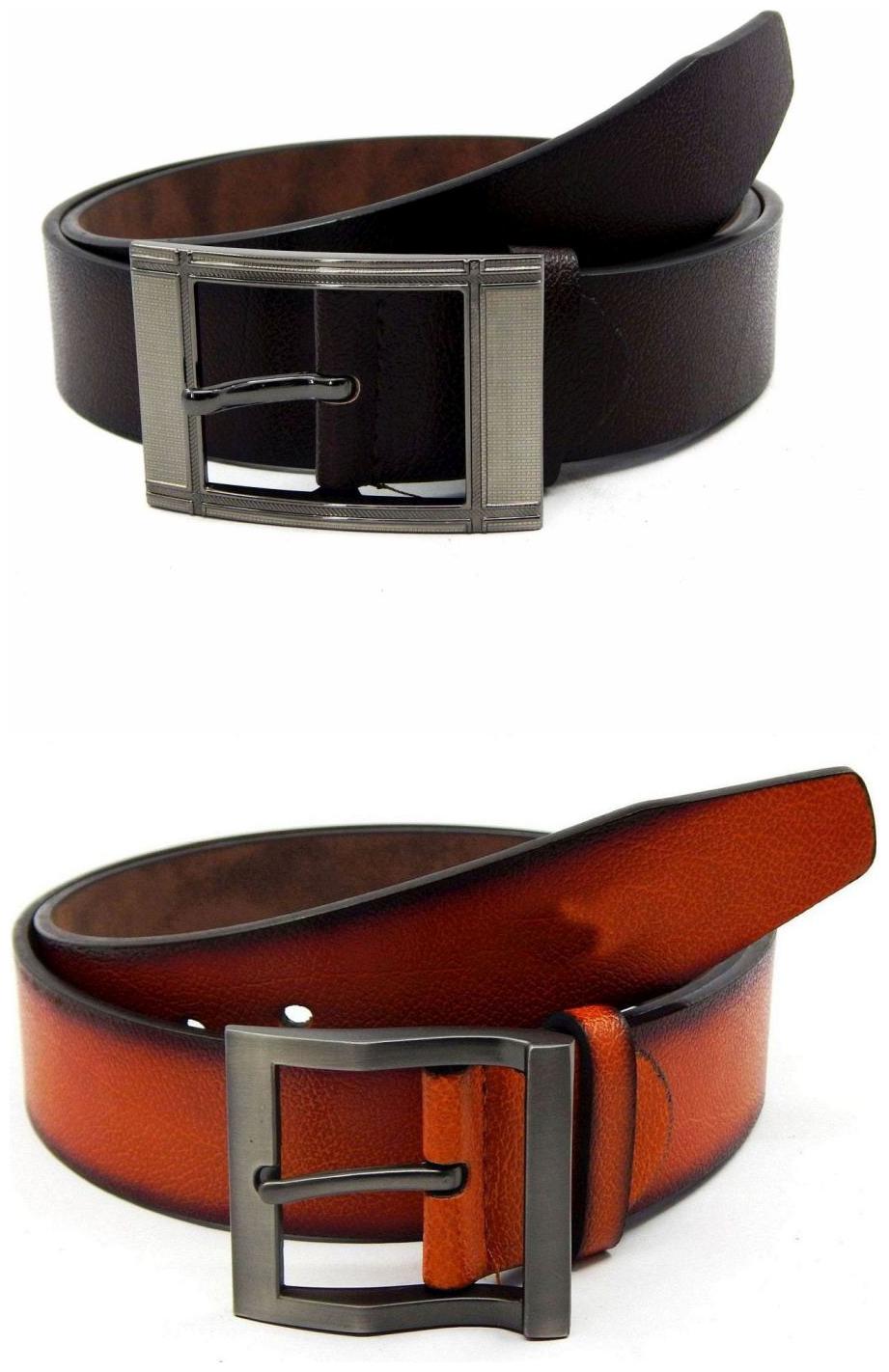 

Els Brown Tan Synthetic Leather Belts For Men