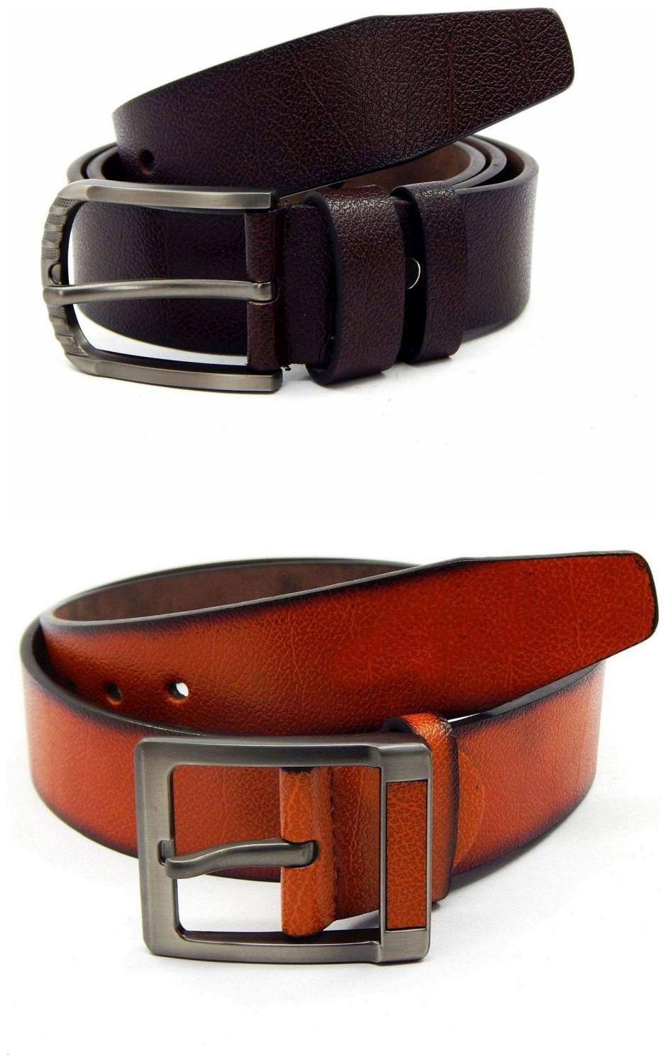 

Els Brown Tan Synthetic Leather Belts For Men
