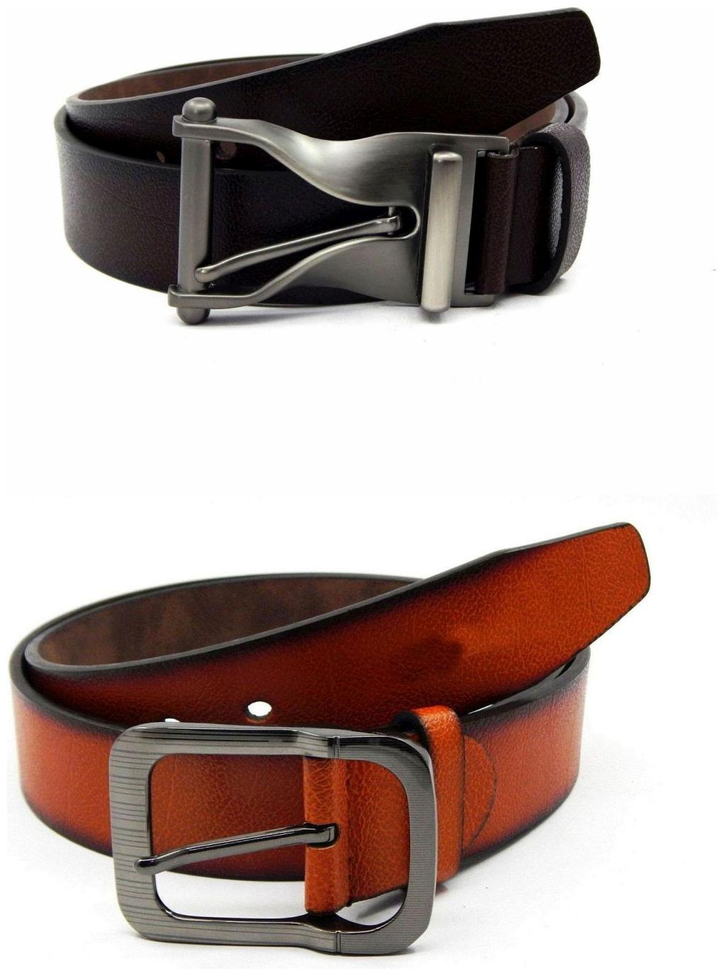 

Els Brown Tan Synthetic Leather Belts For Men